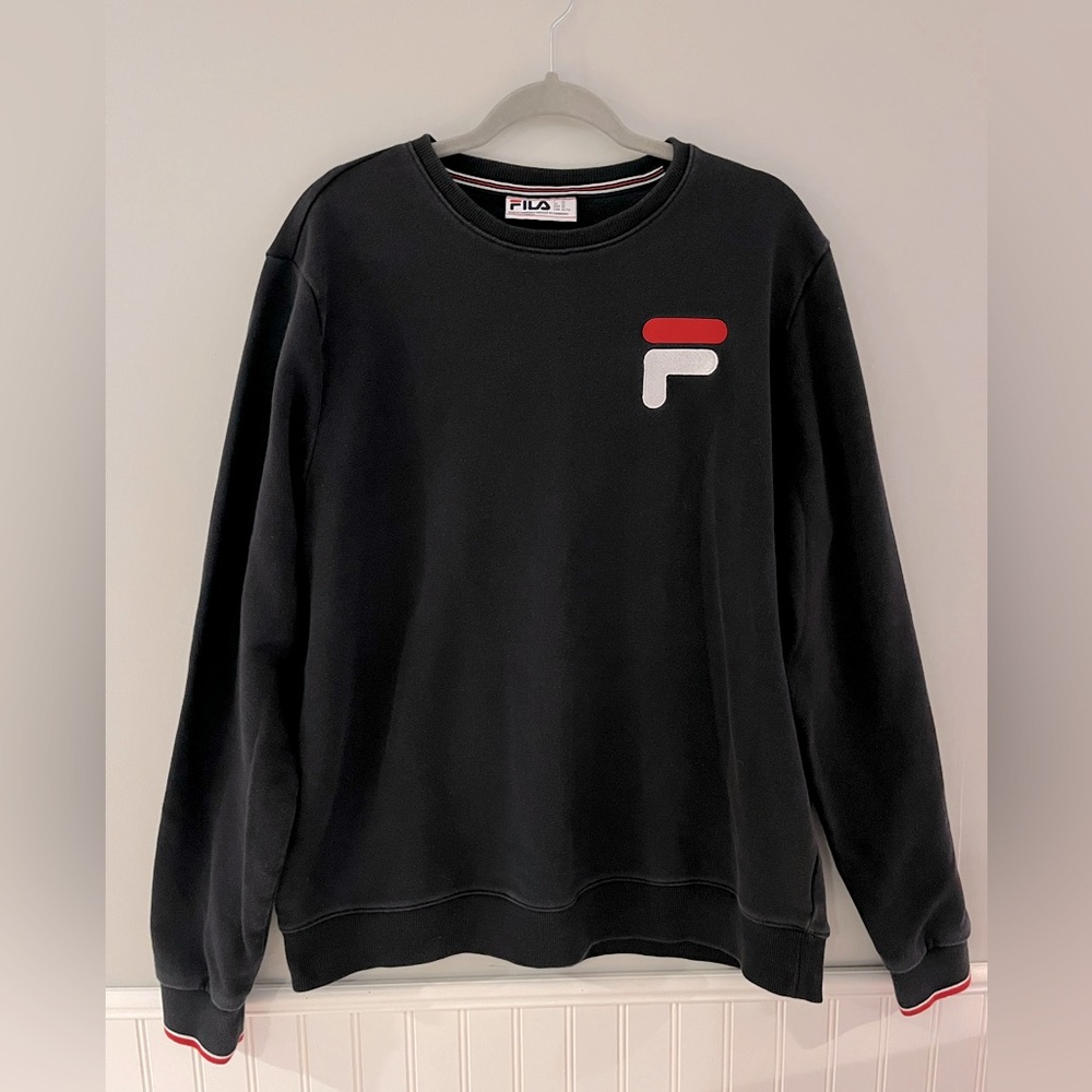 Fila Black and Red Crew Neck Sweatshirt Mens Size XL
